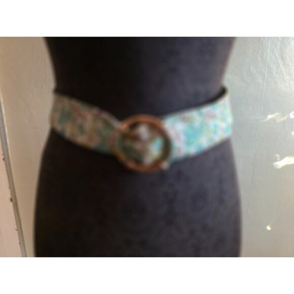 J.Crew Womens Floral Cotton Belt With Gold Circle Buckle S/M New - Picture 2 of 7